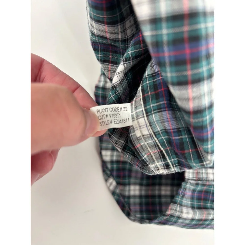 Polo Ralph Lauren Mens Green Plaid Short Sleeve Button Down Shirt Large EZ941811